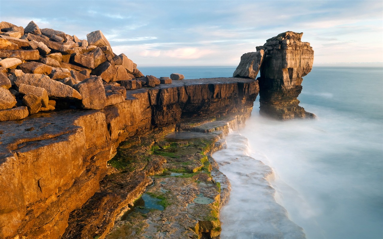 夕陽，藍天，大海，自然風景高清壁紙 #15 - 1280x800