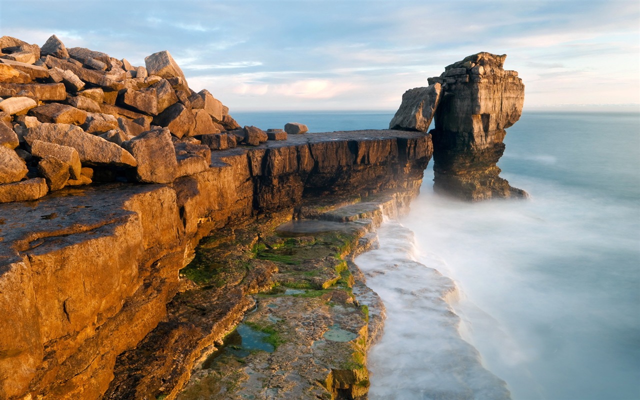 夕阳，蓝天，大海，自然风景 高清壁纸15 - 1280x800