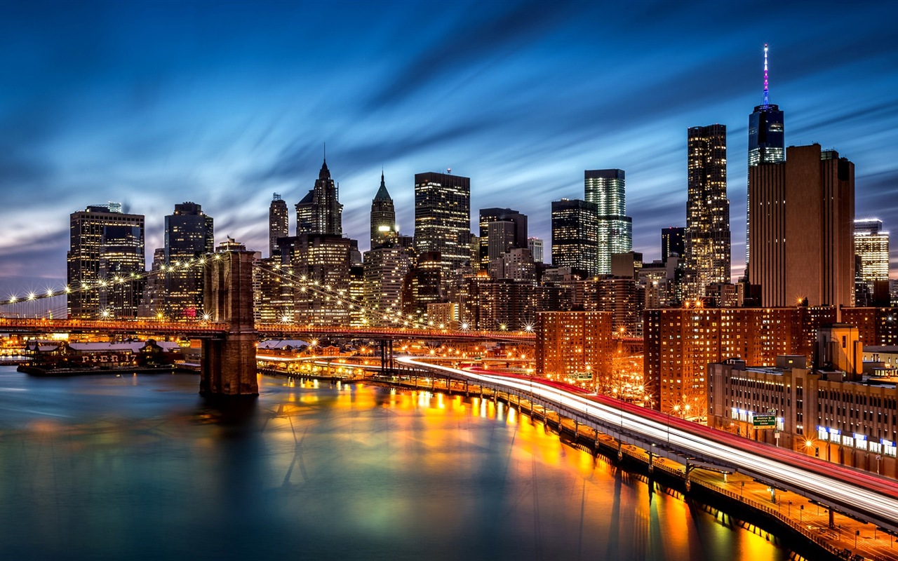 美国纽约帝国大厦 城市夜景 高清壁纸1 - 1280x800