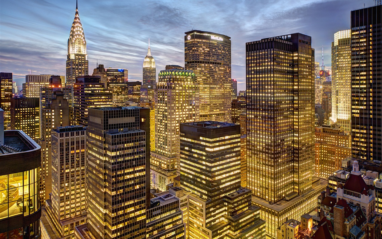 뉴욕의 엠파이어 스테이트 빌딩, 도시의 밤 HD 배경 화면 #5 - 1280x800