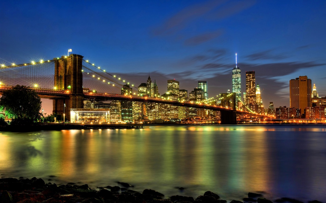 뉴욕의 엠파이어 스테이트 빌딩, 도시의 밤 HD 배경 화면 #7 - 1280x800