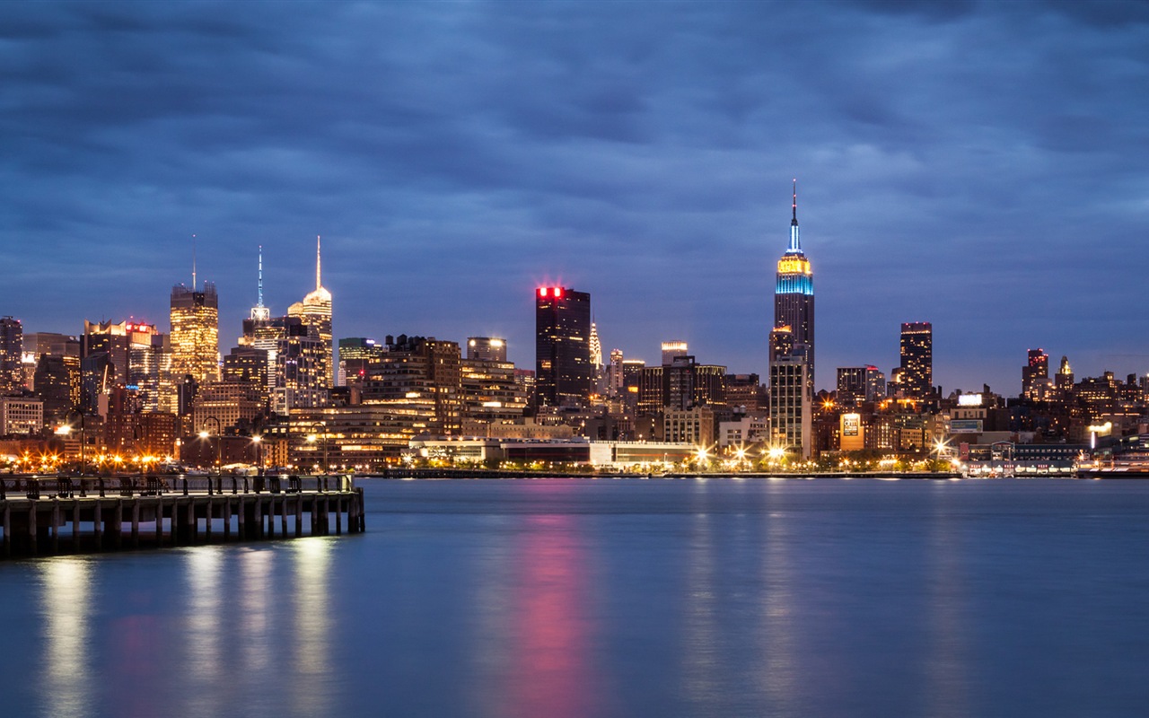 뉴욕의 엠파이어 스테이트 빌딩, 도시의 밤 HD 배경 화면 #15 - 1280x800