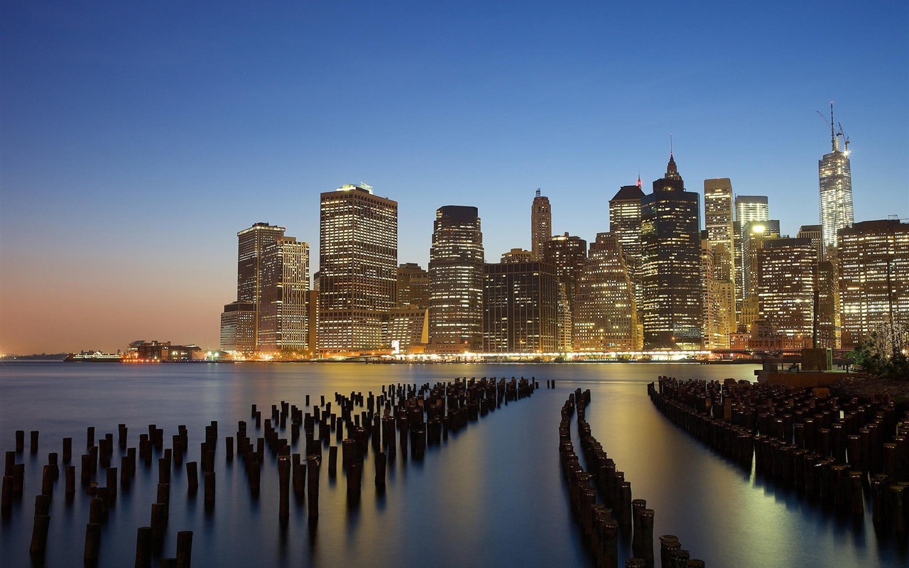 뉴욕의 엠파이어 스테이트 빌딩, 도시의 밤 HD 배경 화면 #18 - 1280x800