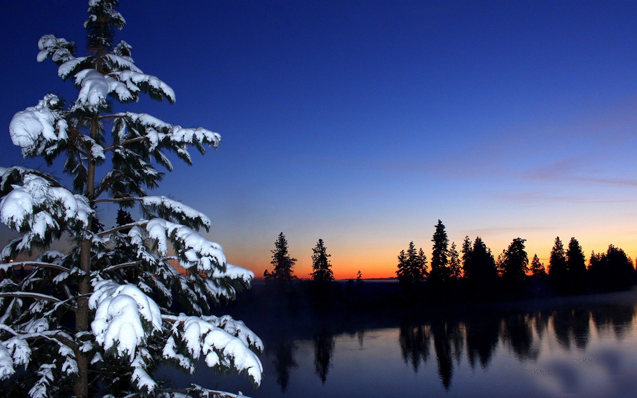 겨울 눈 아름다운 풍경의 HD 월페이퍼 #10 - 1280x800