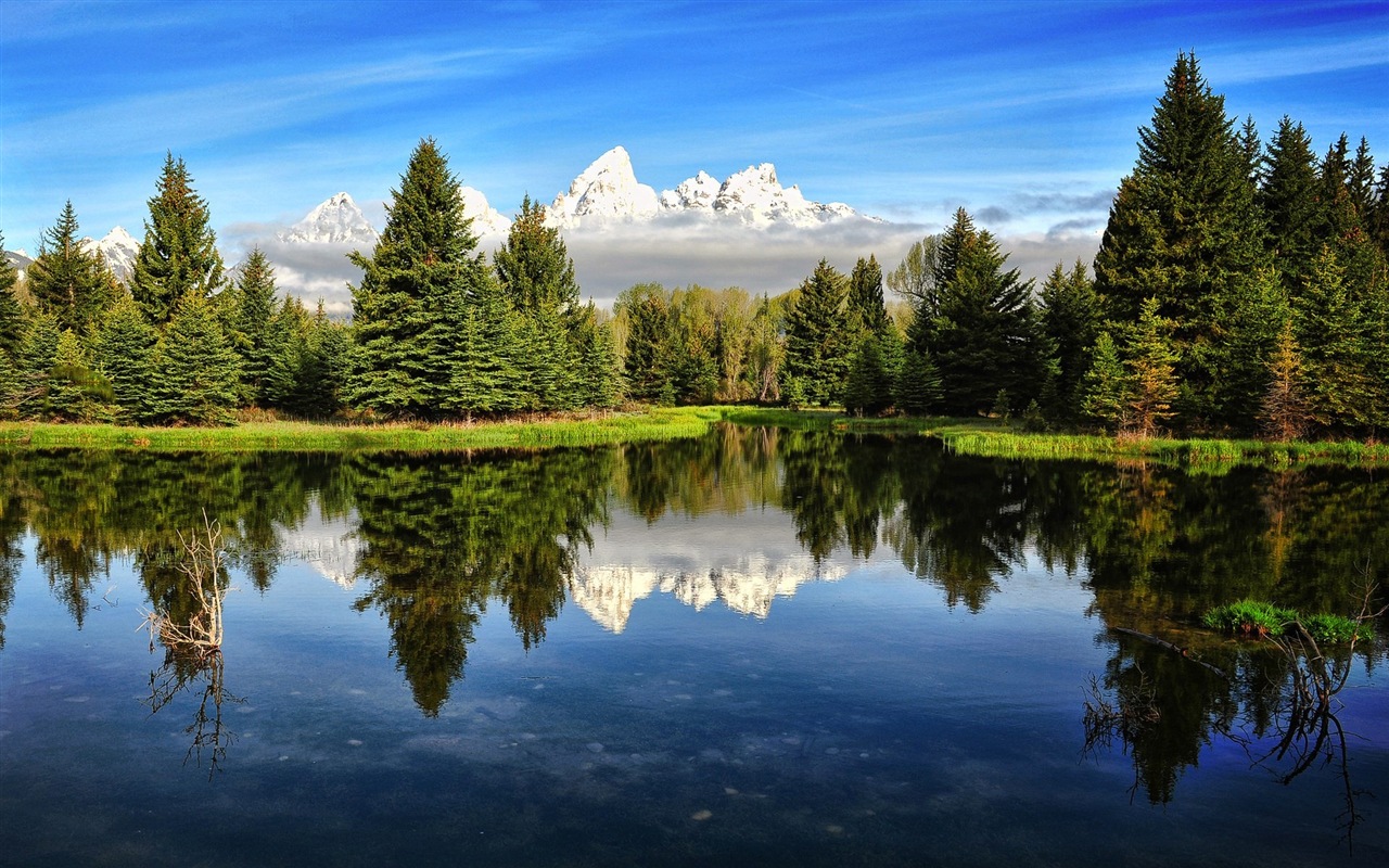 Montagnes nuages d'eau la beauté naturelle du paysage wallpapers HD #1 - 1280x800