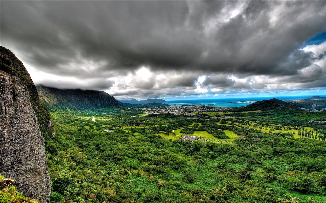 山脈の水の雲自然の美しさ、風景のHD壁紙 #13 - 1280x800