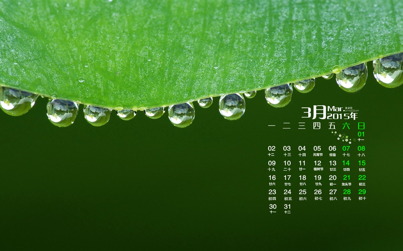 2015年3月 月曆壁紙(一) #3 - 1280x800