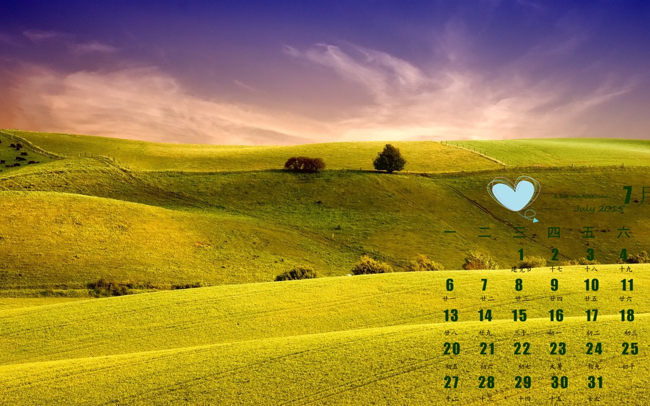 2015年7月 月曆壁紙(一) #14 - 1280x800