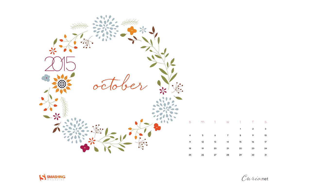 2015年10月カレンダー壁紙（2） #11 - 1280x800