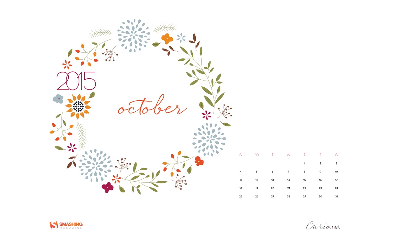 Října 2015 kalendář tapety (2) #11 - 1280x800