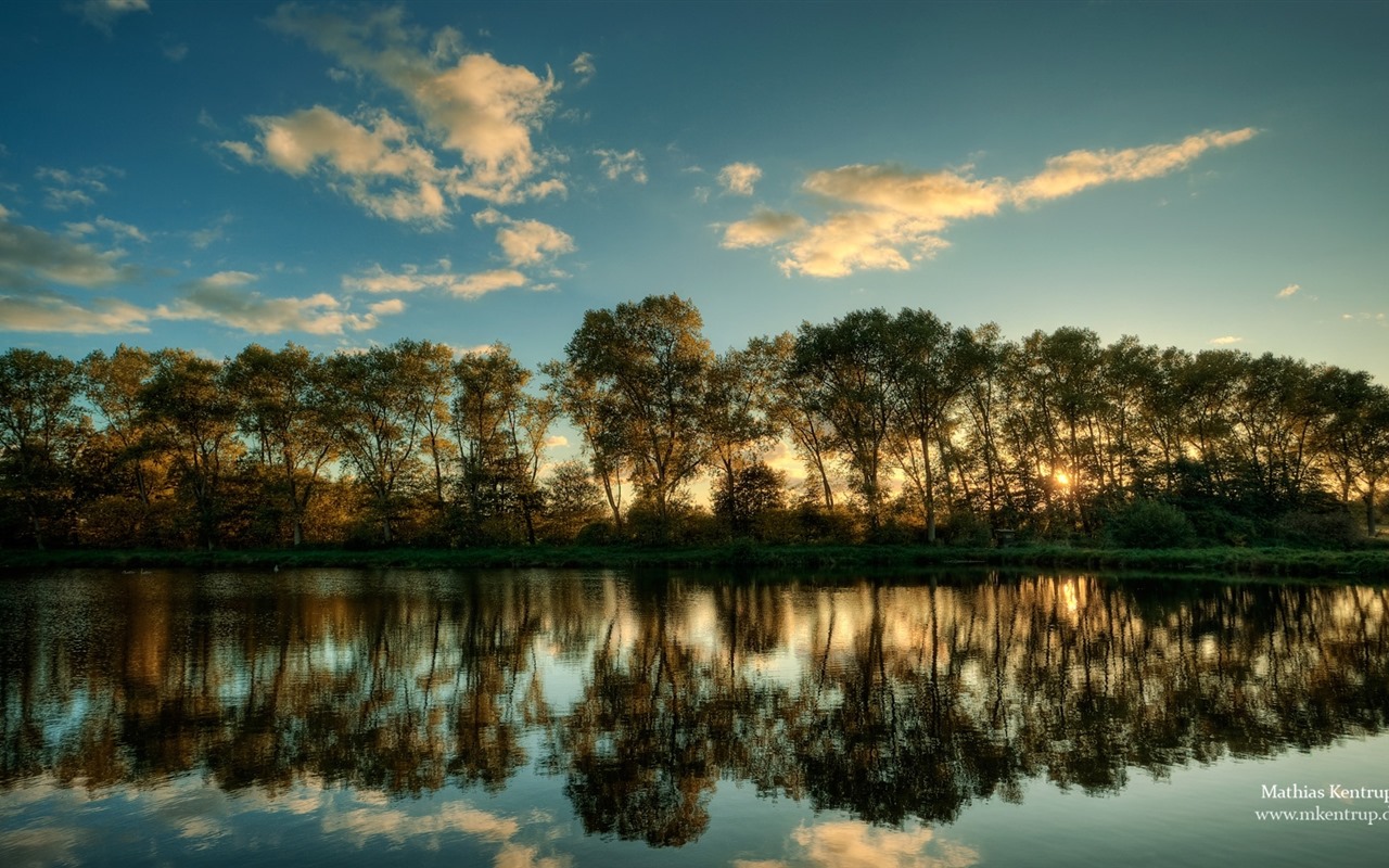 Les arbres, les montagnes, l'eau, lever et coucher du paysage de nature, fonds d'écran HD #21 - 1280x800