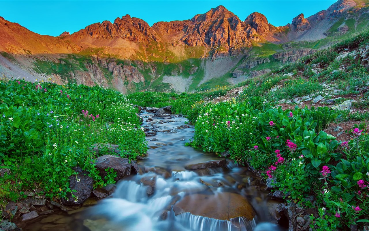 Les arbres, les montagnes, l'eau, lever et coucher du paysage de nature, fonds d'écran HD #26 - 1280x800