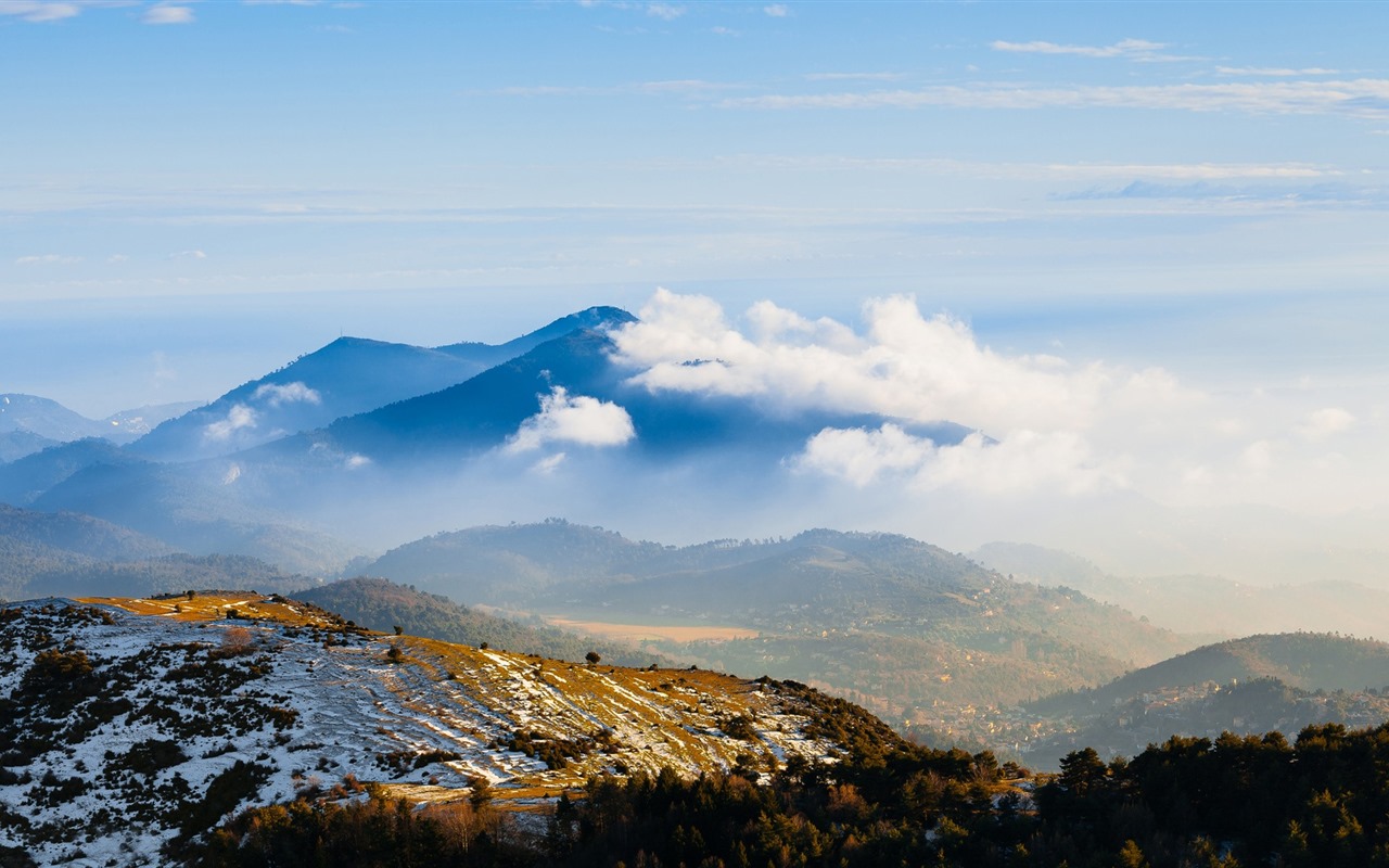 木、山、水、日の出と日没、自然の風景のHDの壁紙 #39 - 1280x800