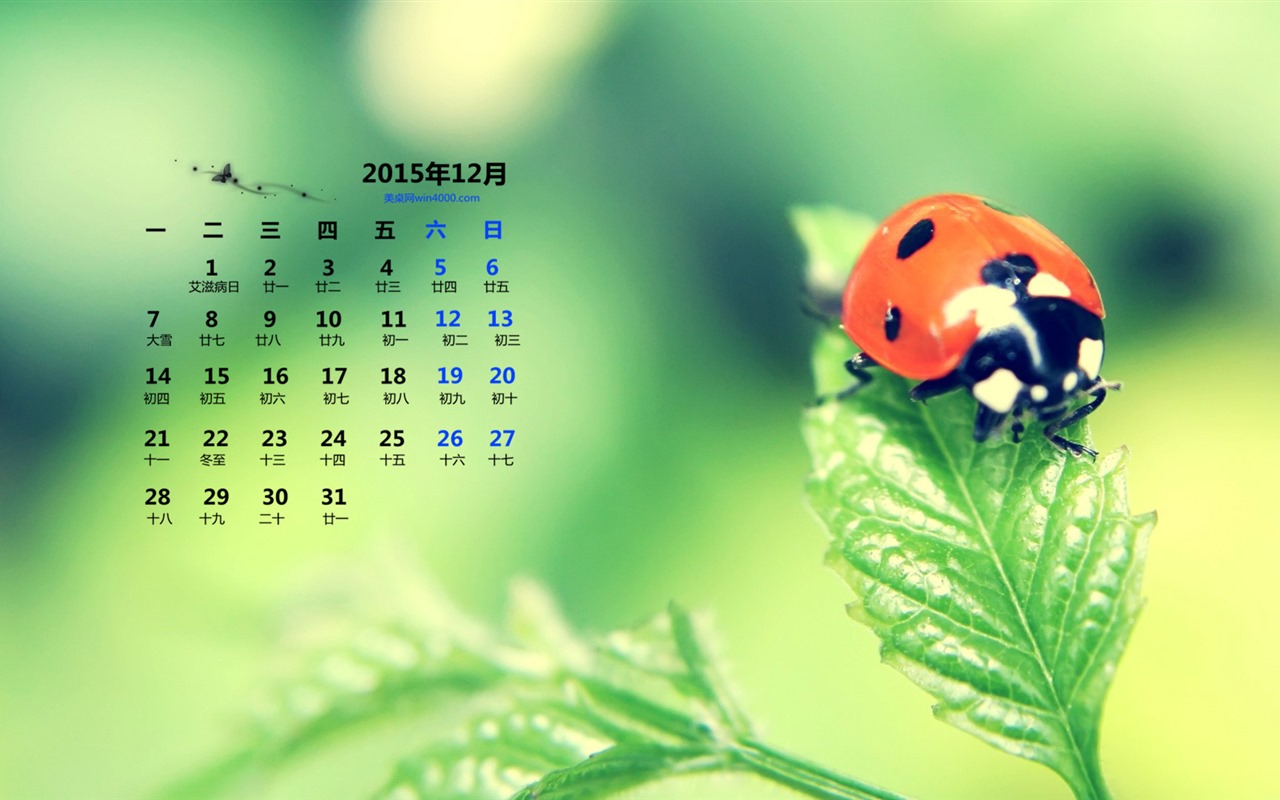 2015年12月 月曆壁紙(一) #10 - 1280x800