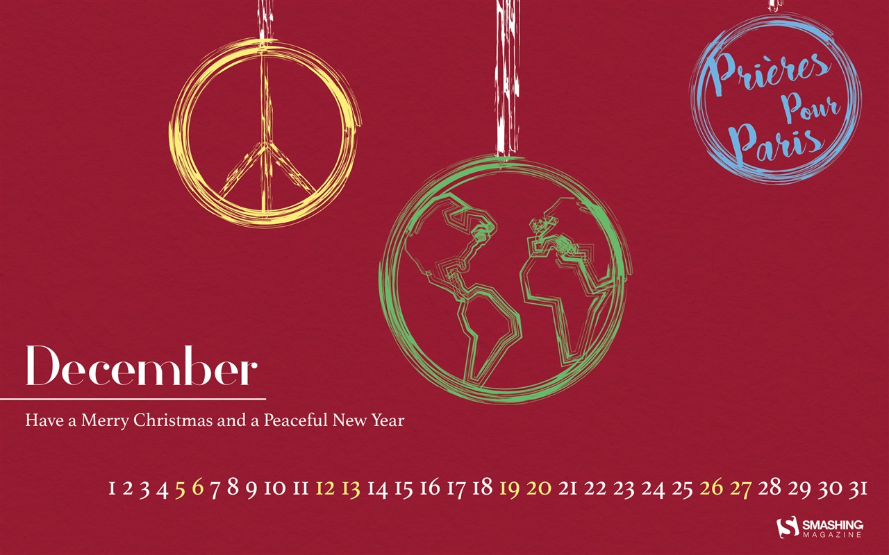 Dezember 2015 Kalender Wallpaper (2) #14 - 1280x800
