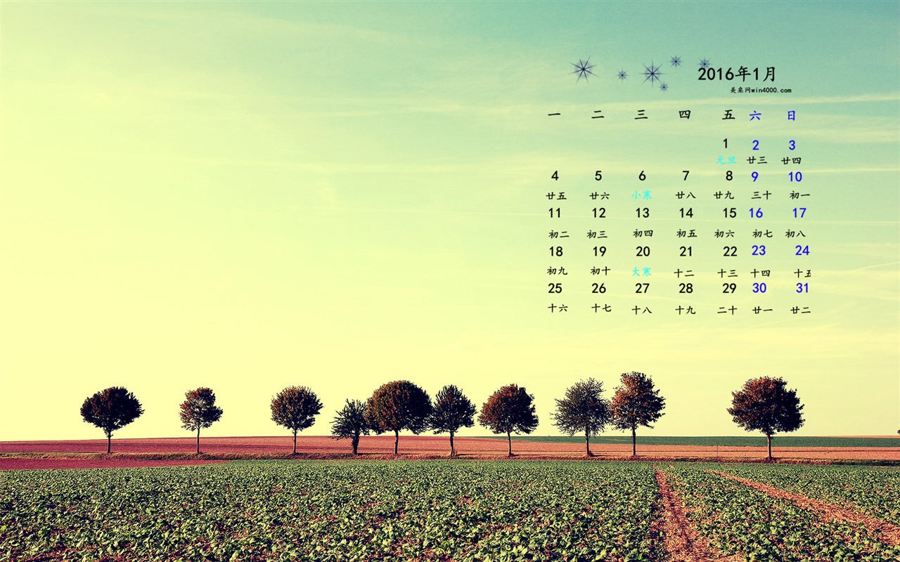 Januar 2016 Kalender Wallpaper (1) #18 - 1280x800