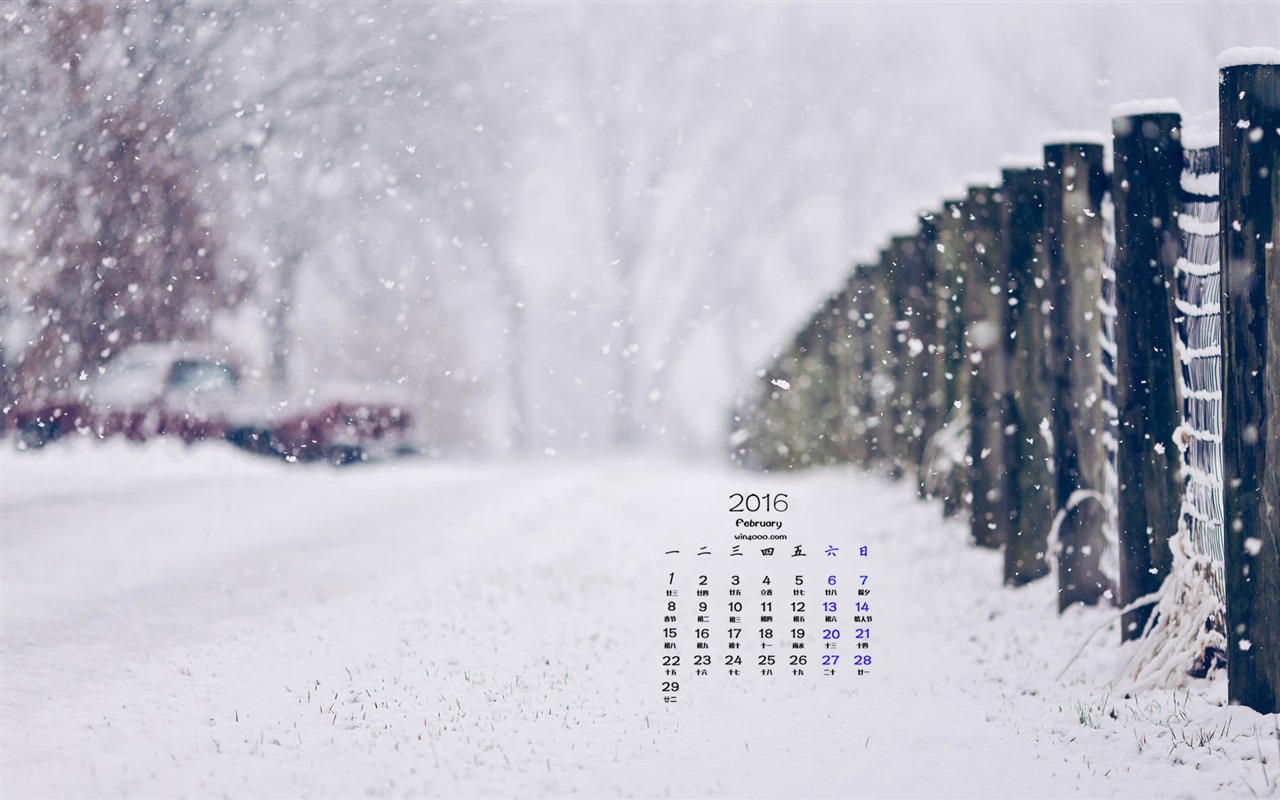 Februar 2016 Kalender Wallpaper (1) #10 - 1280x800