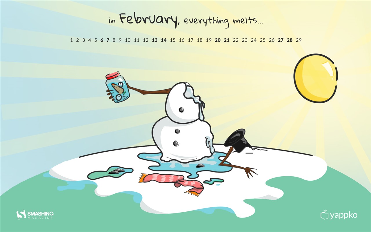 Februar 2016 Kalender Wallpaper (1) #16 - 1280x800