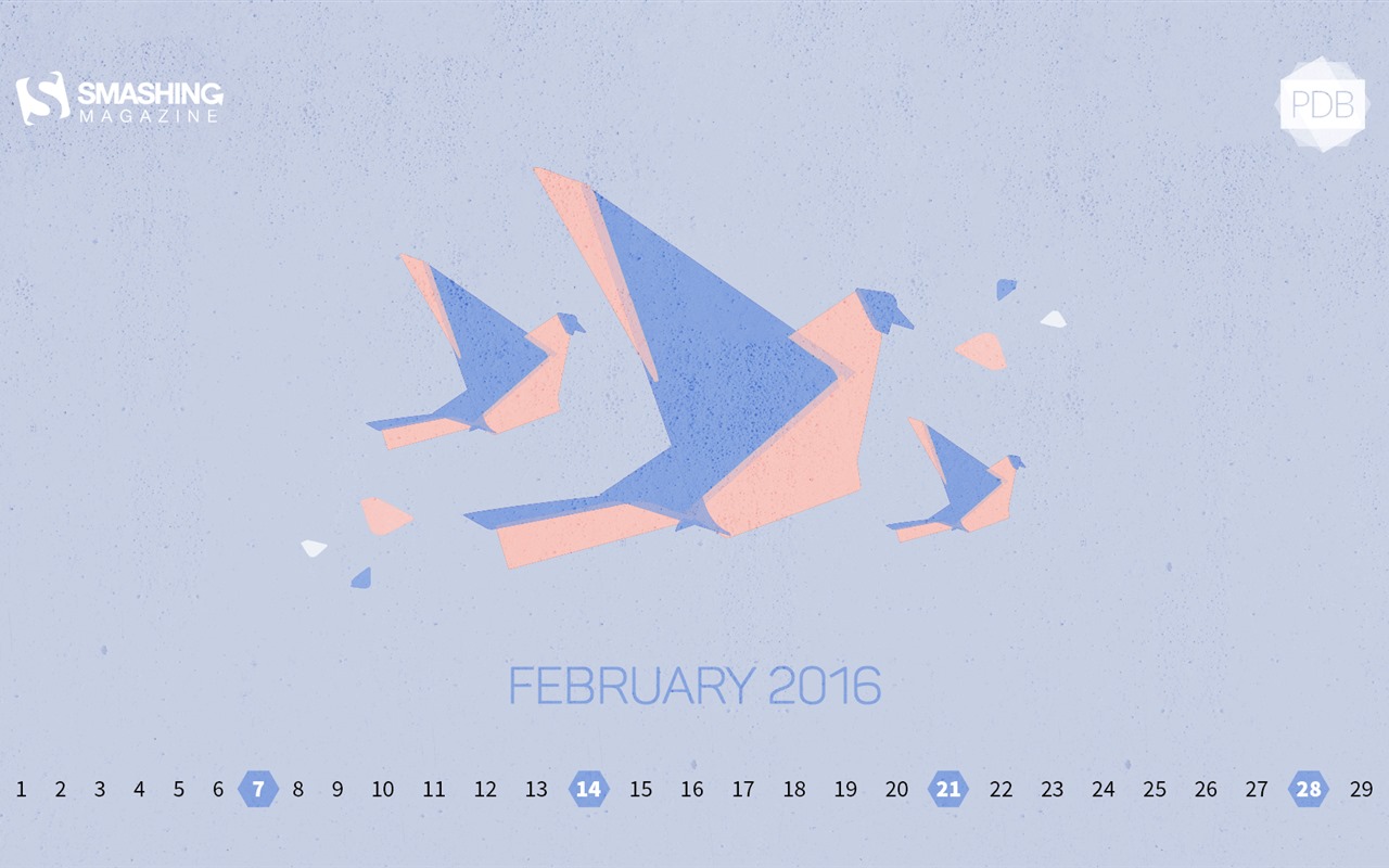 Februar 2016 Kalender Wallpaper (2) #2 - 1280x800