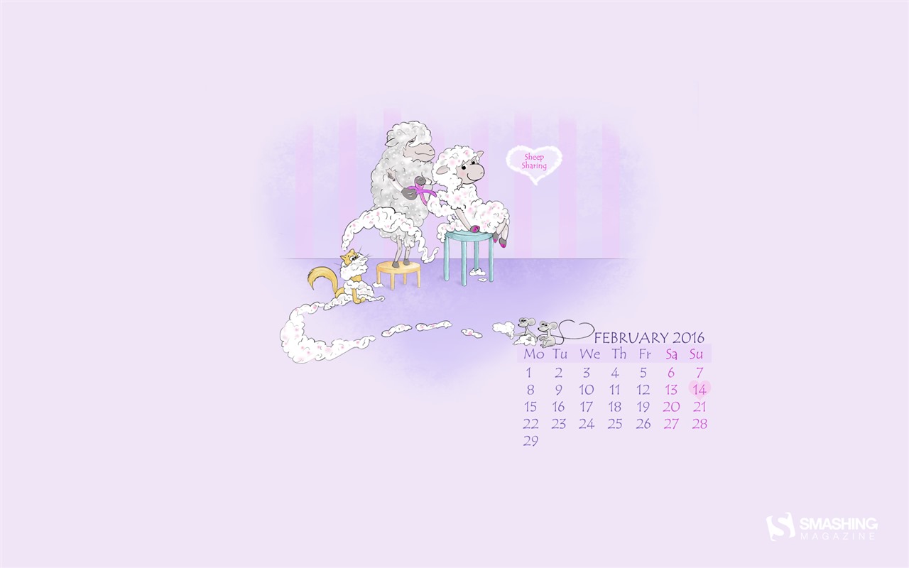 Februar 2016 Kalender Wallpaper (2) #14 - 1280x800