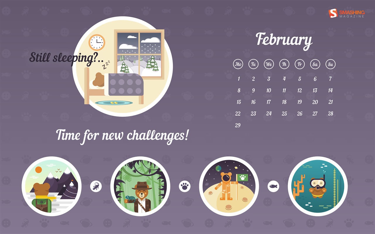 February 2016 Calendar wallpaper (2) #17 - 1280x800