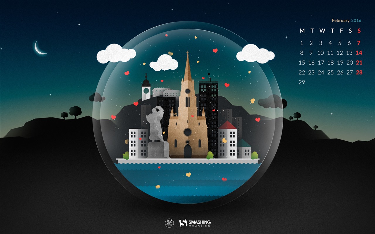 February 2016 Calendar wallpaper (2) #19 - 1280x800