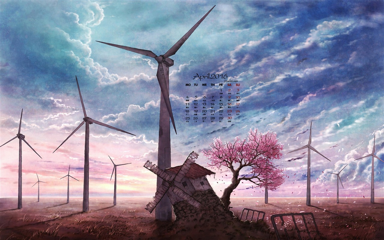 2016年4月 月曆壁紙(一) #6 - 1280x800