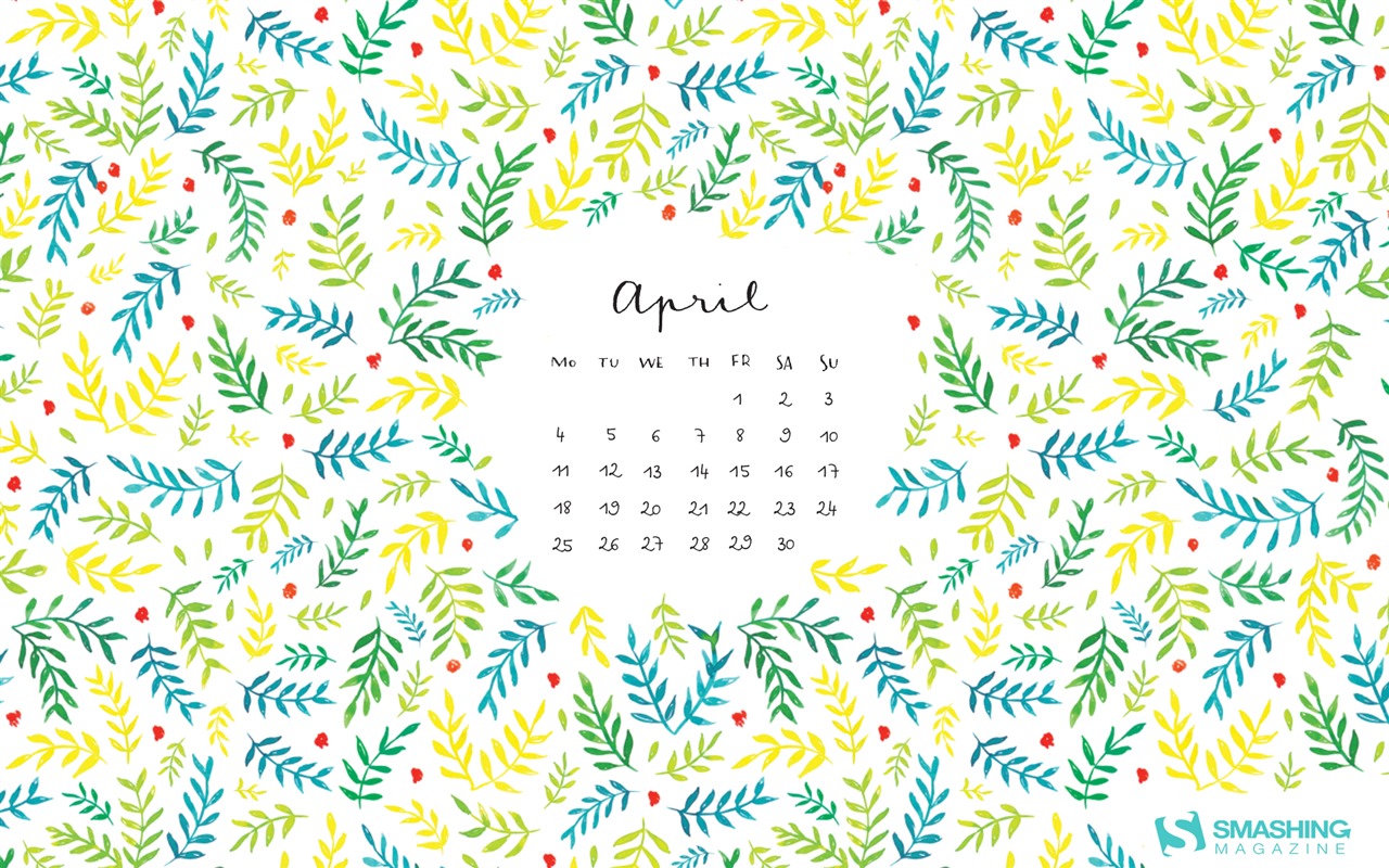 De abril de fondo de pantalla de calendario el año 2016 (2) #16 - 1280x800