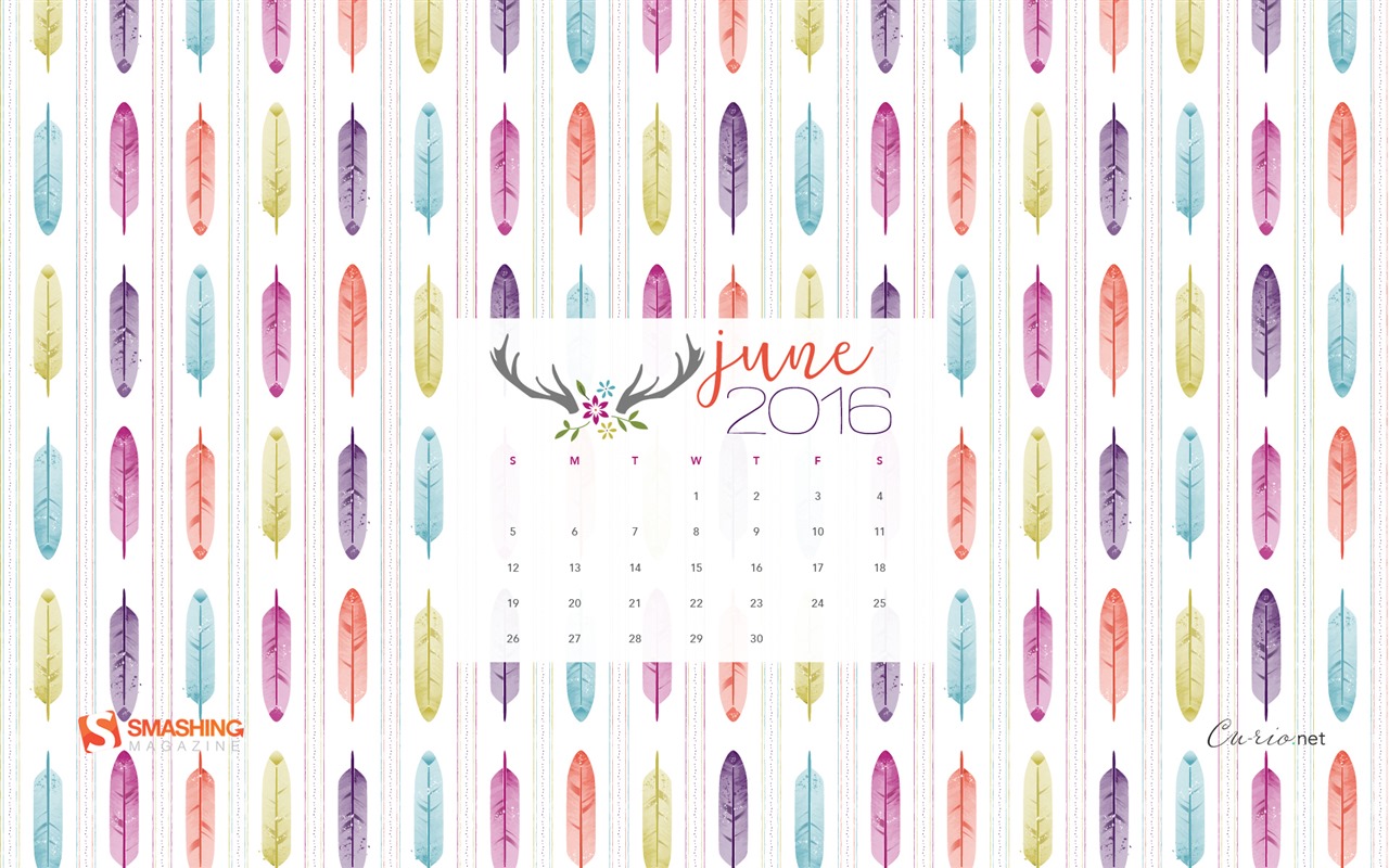 Juin 2016 calendrier fond d'écran (2) #10 - 1280x800