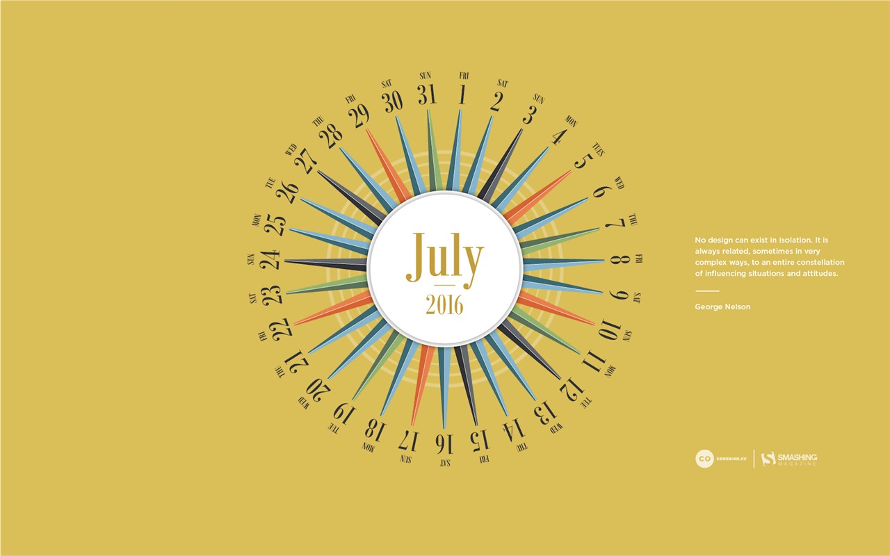 July 2016 calendar wallpaper (2) #16 - 1280x800