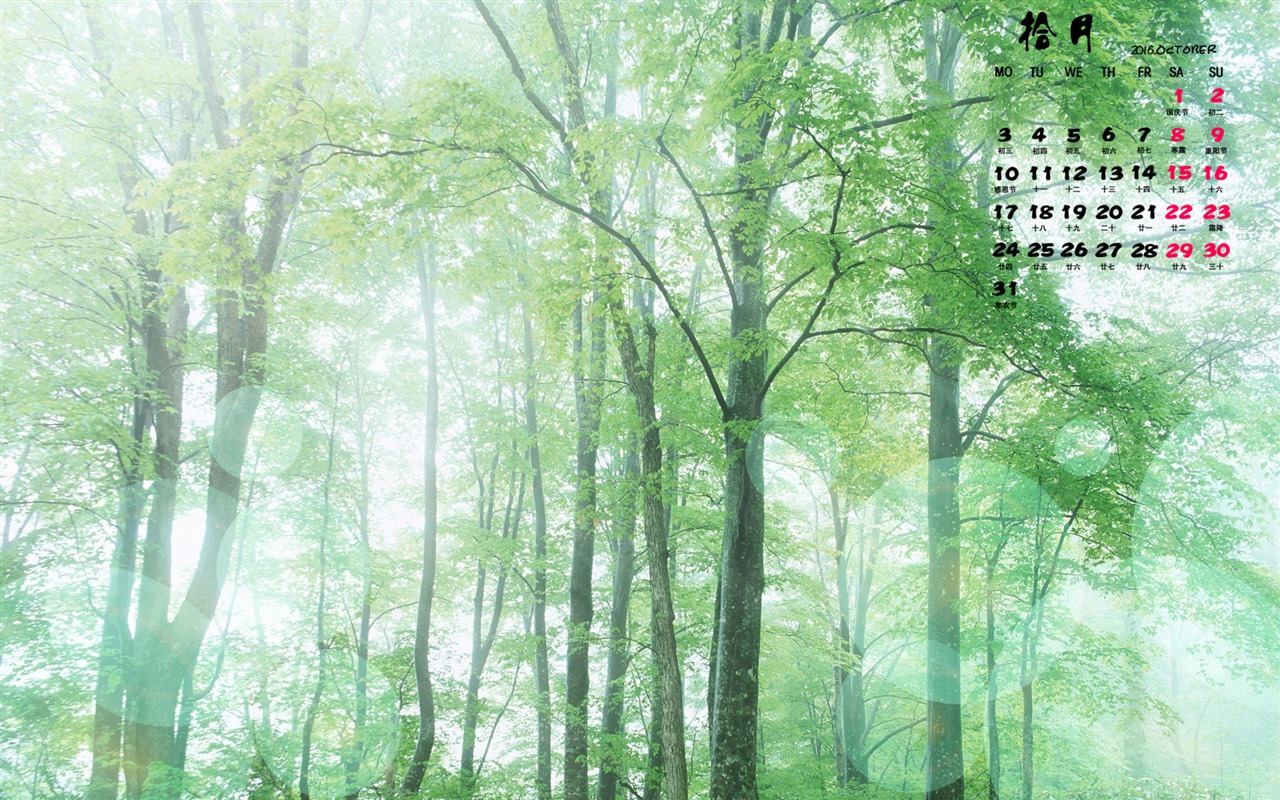 Října 2016 kalendář tapeta (1) #20 - 1280x800