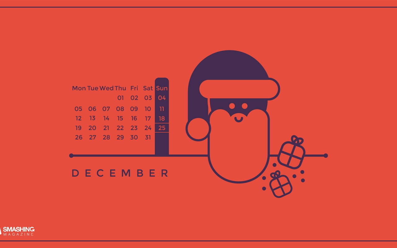 2016年12月 聖誕主題月曆壁紙(一) #17 - 1280x800