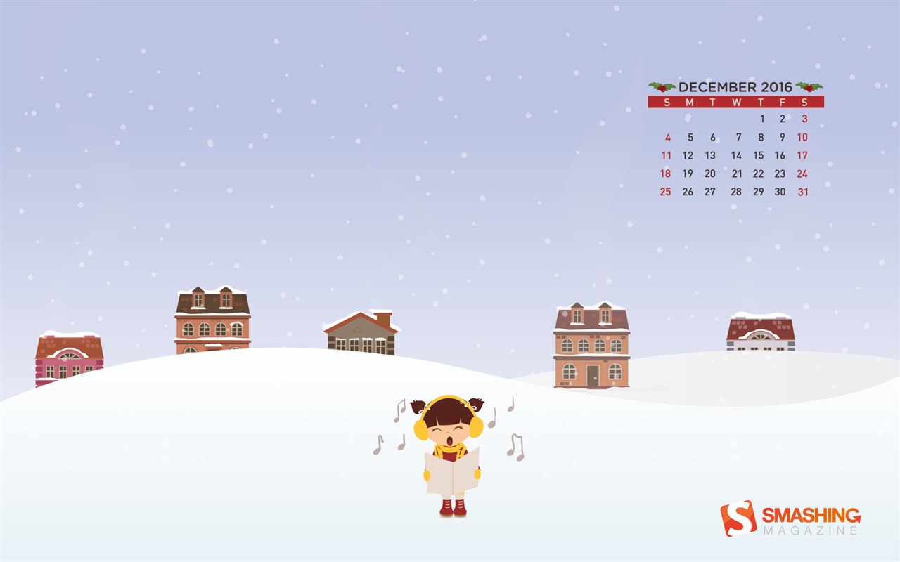2016年12月 聖誕主題月曆壁紙(一) #23 - 1280x800