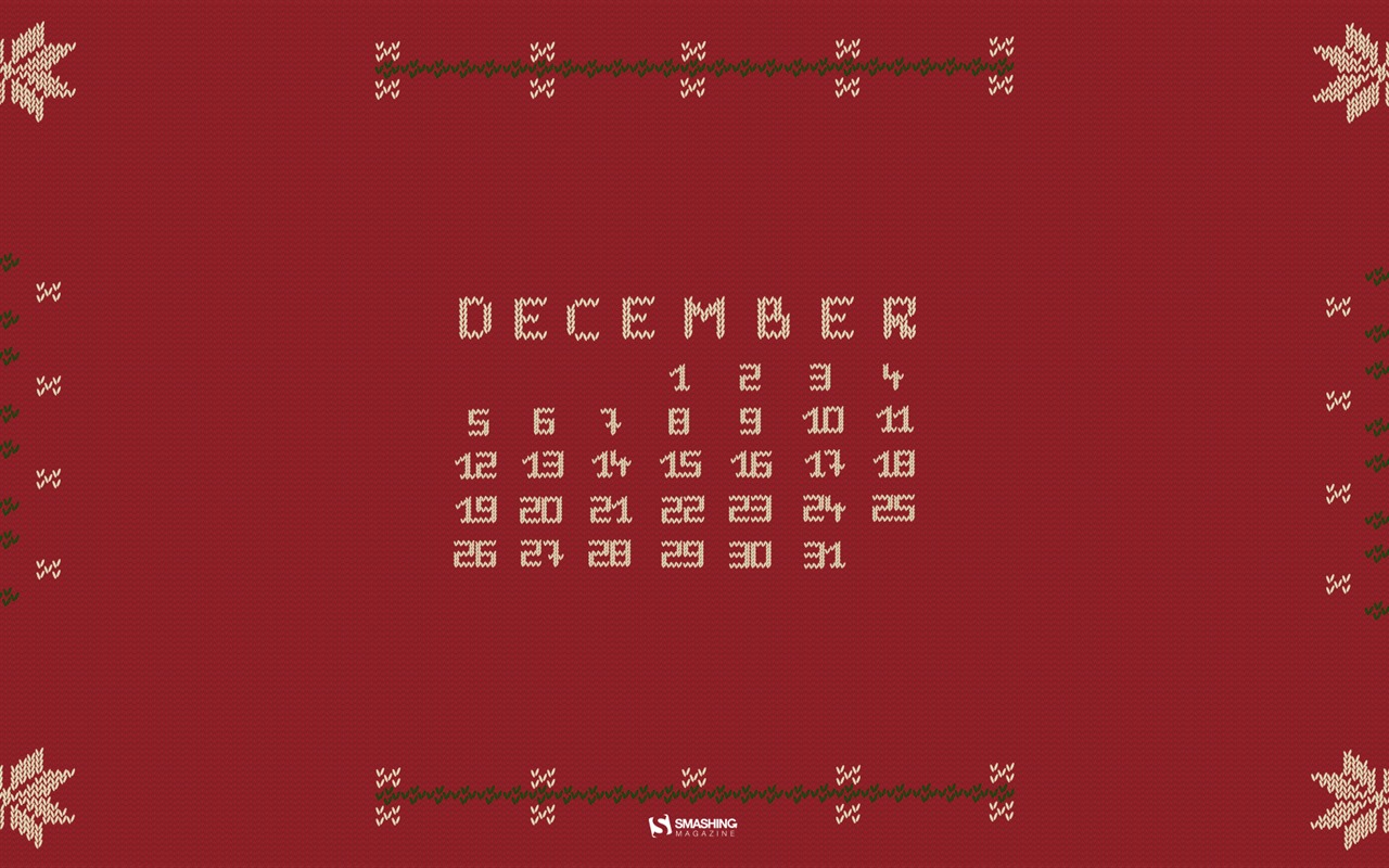 2016年12月 聖誕主題月曆壁紙(二) #12 - 1280x800
