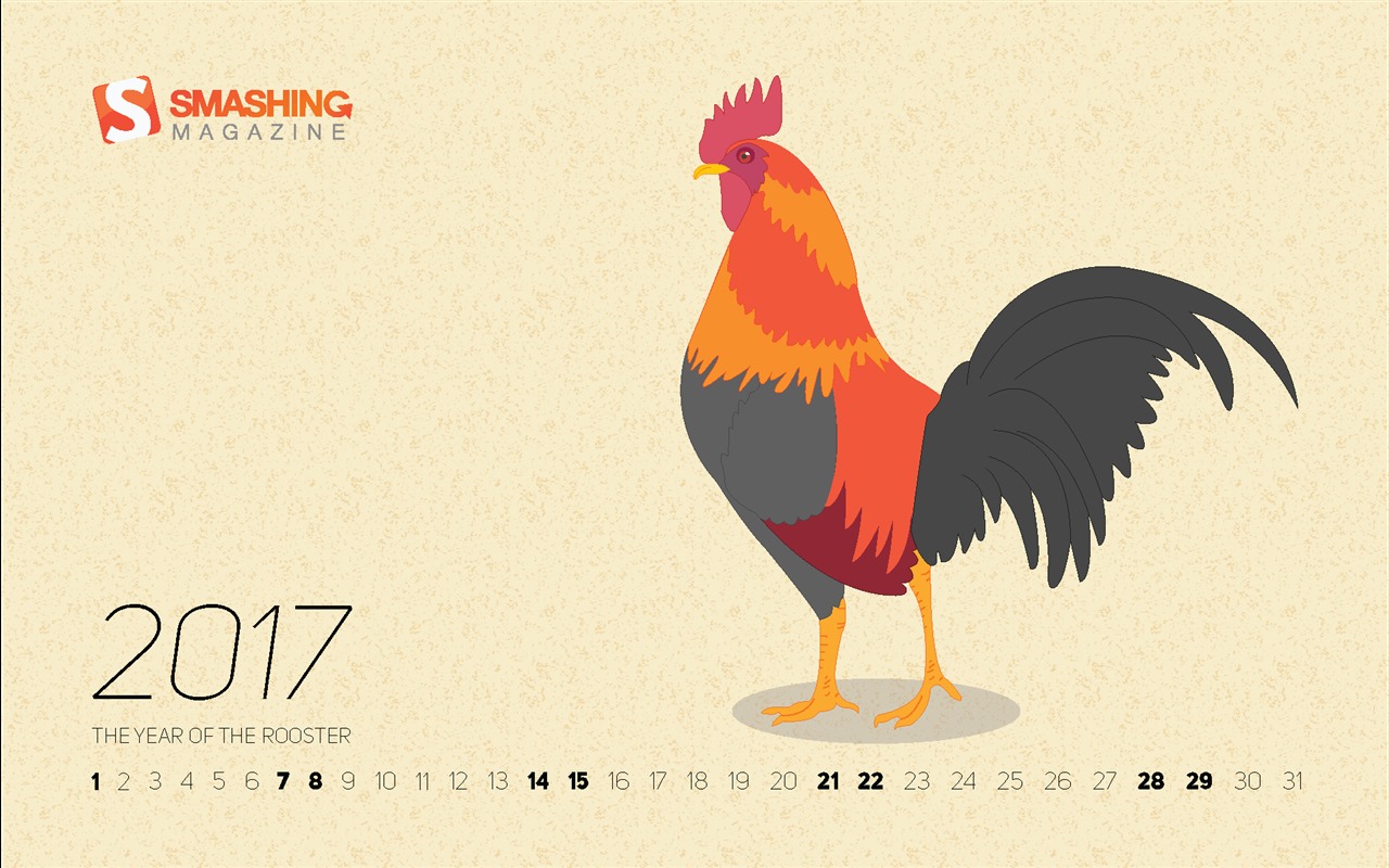 Fond d'écran janvier 2017 calendrier (1) #1 - 1280x800