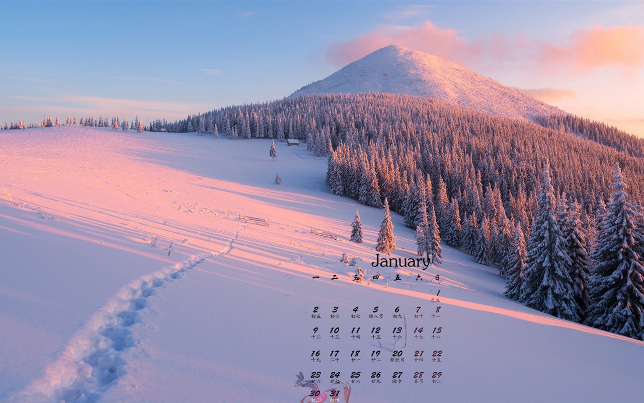 Fond d'écran janvier 2017 calendrier (1) #7 - 1280x800