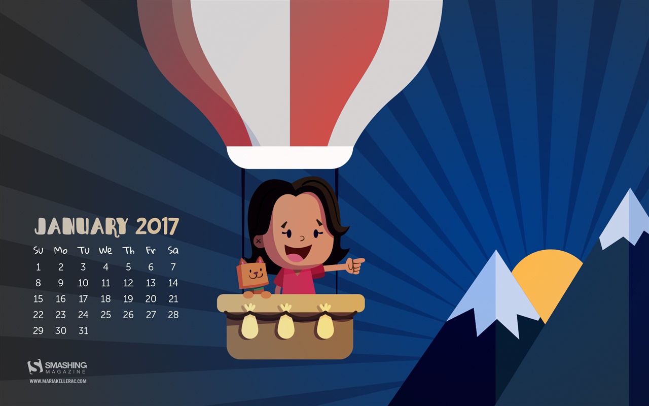 January 2017 calendar wallpaper (2) #4 - 1280x800