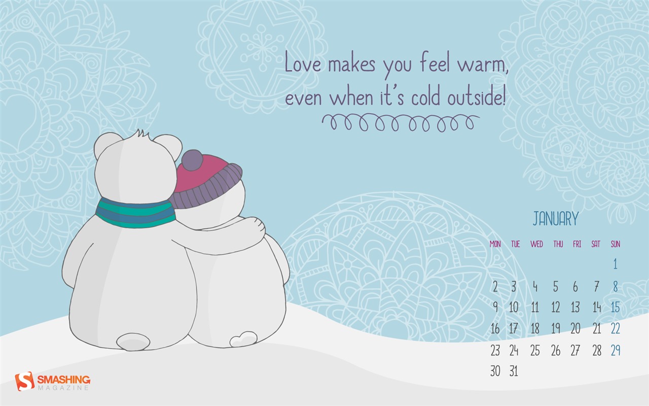 January 2017 calendar wallpaper (2) #10 - 1280x800