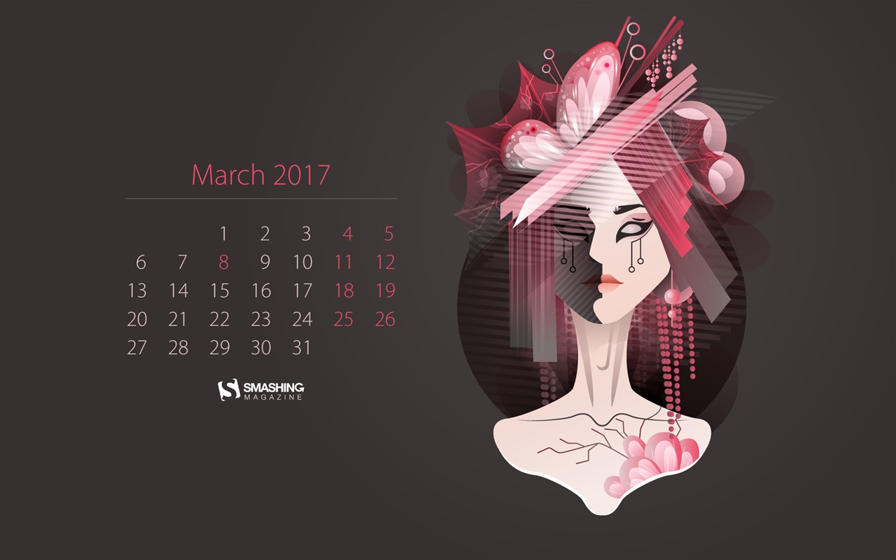 Března 2017 kalendář tapeta (2) #2 - 1280x800