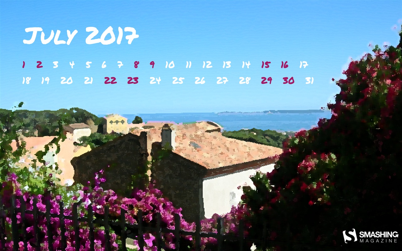 Fondo de escritorio del calendario de julio de 2017 #24 - 1280x800