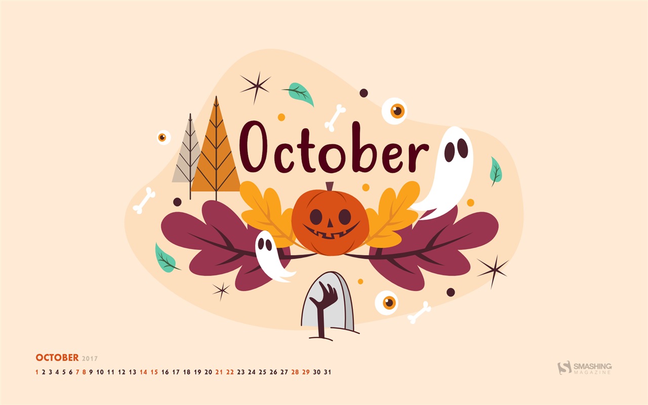 Oktober 2017 Kalender Hintergrundbild #1 - 1280x800