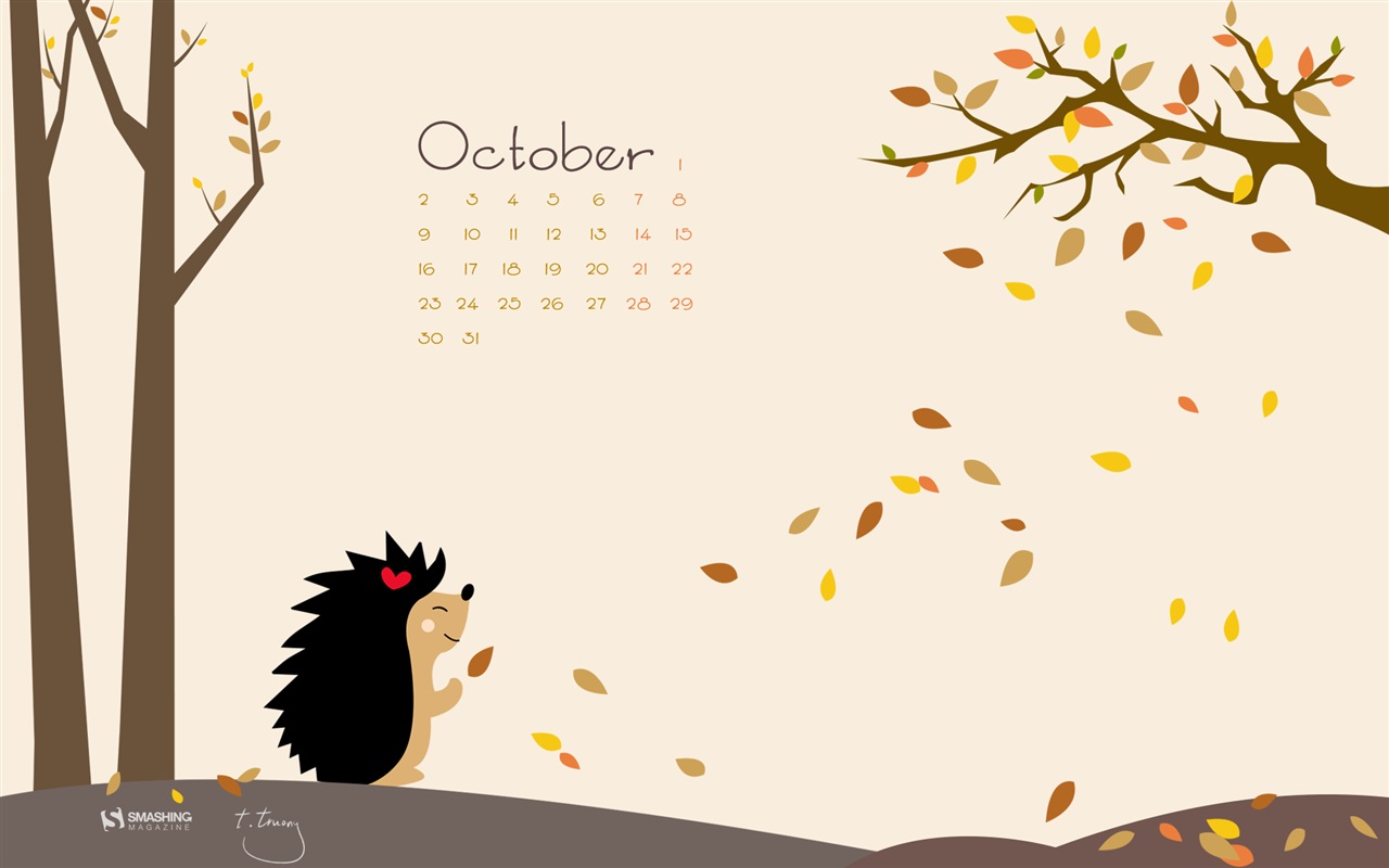 Fondo de pantalla de calendario de octubre de 2017 #15 - 1280x800