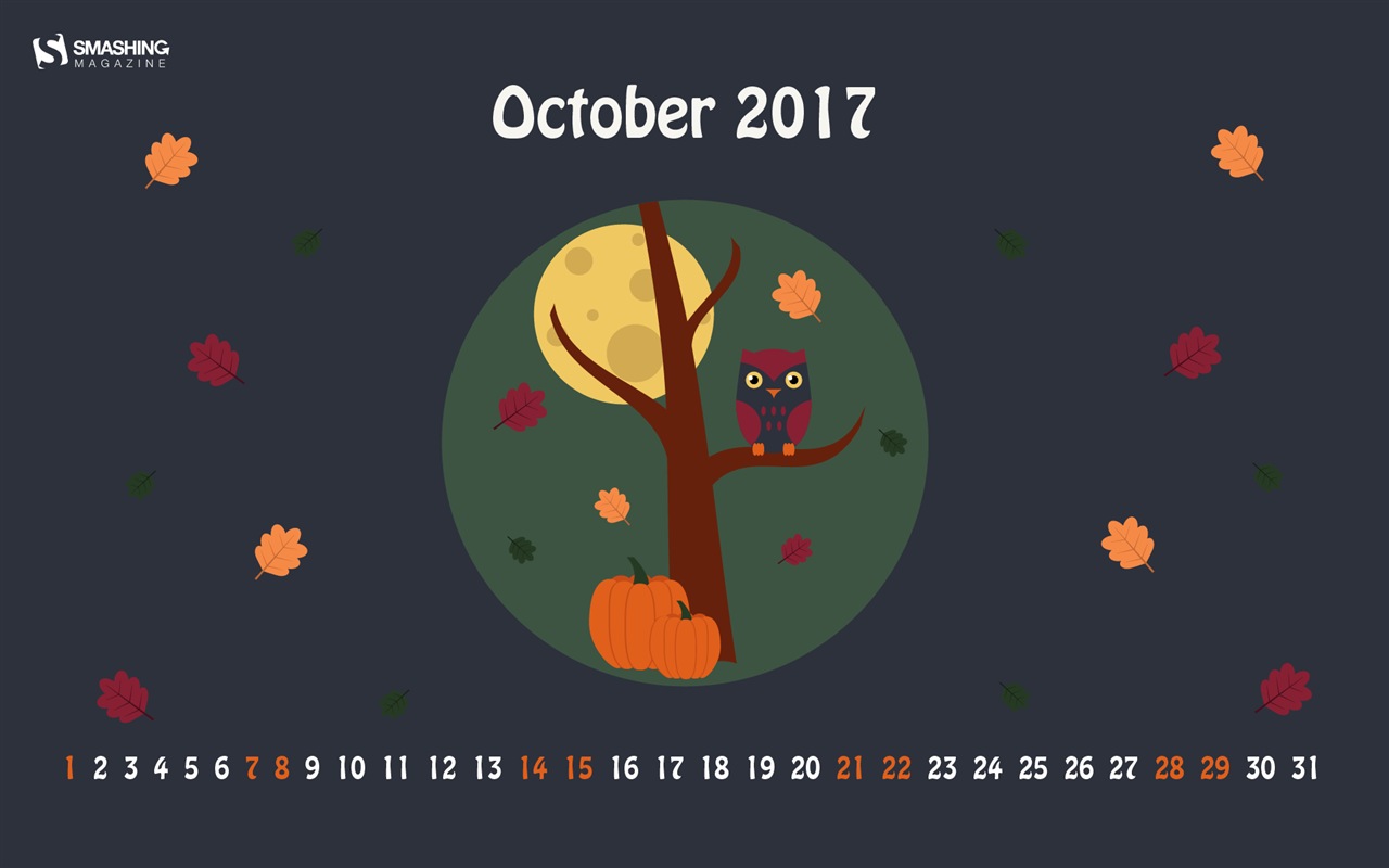 Fondo de pantalla de calendario de octubre de 2017 #18 - 1280x800