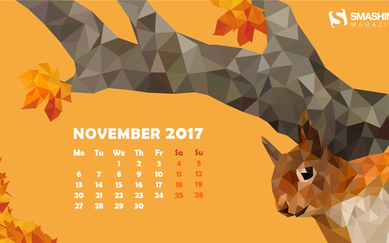 Listopad 2017 kalendář tapety #7 - 1280x800