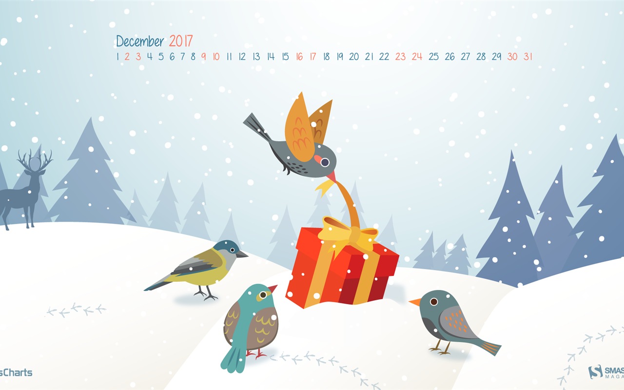 Fond d'écran du calendrier de décembre 2017 #25 - 1280x800