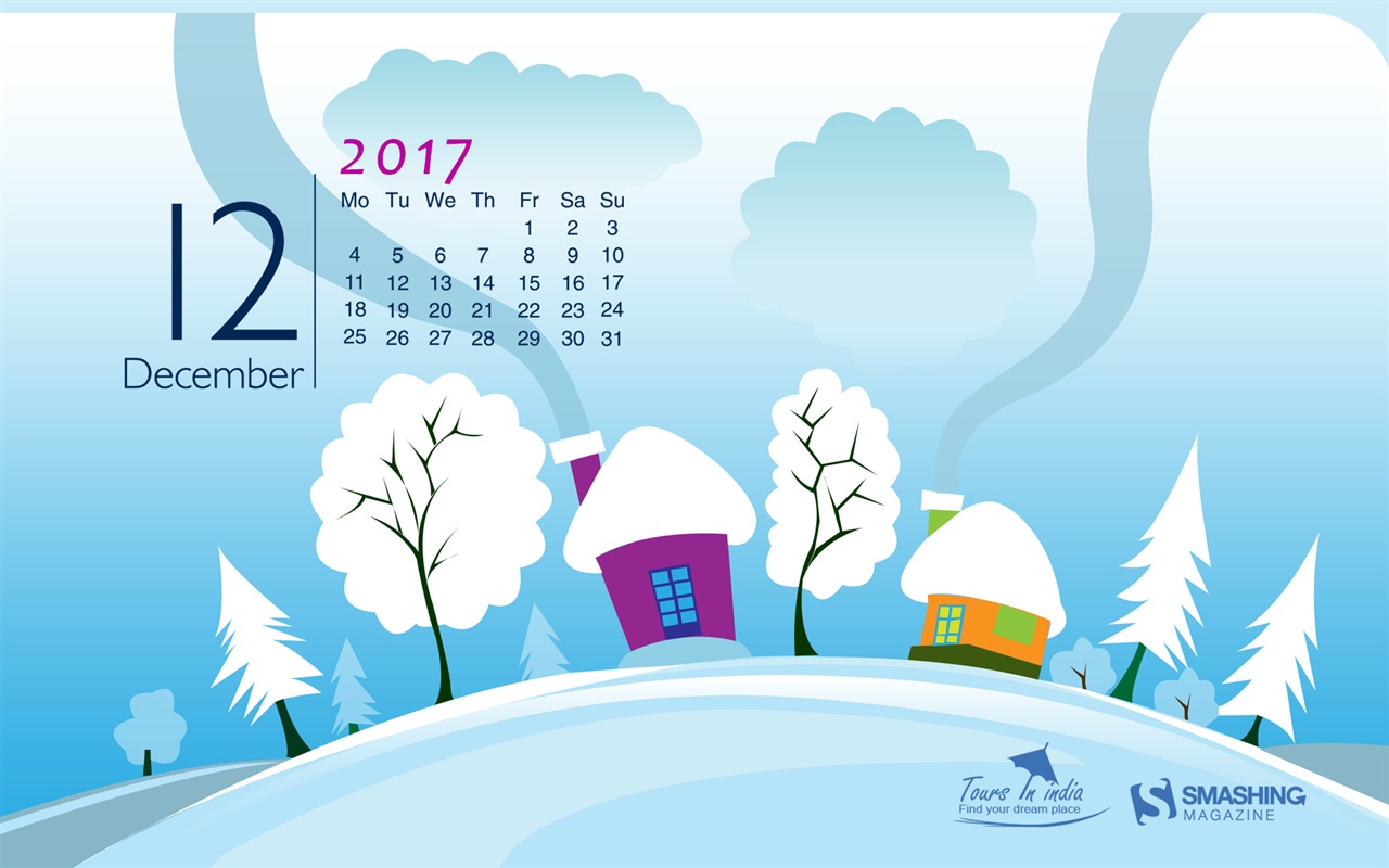 Fond d'écran du calendrier de décembre 2017 #27 - 1280x800