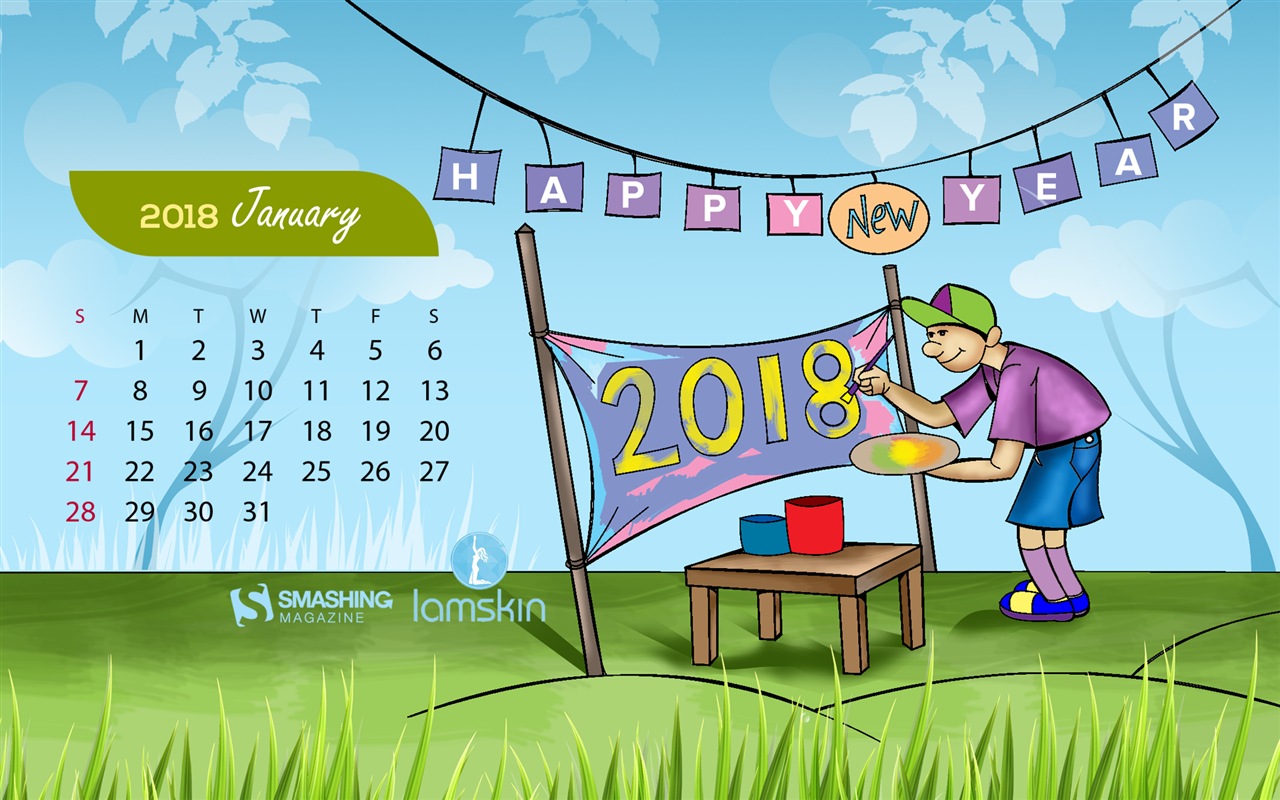 January 2018 Calendar Wallpaper #1 - 1280x800