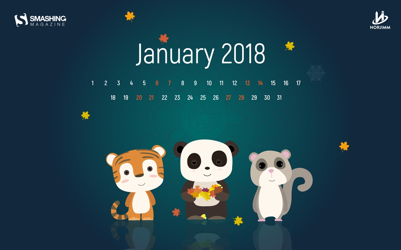 Fondo de pantalla del calendario de enero de 2018 #11 - 1280x800