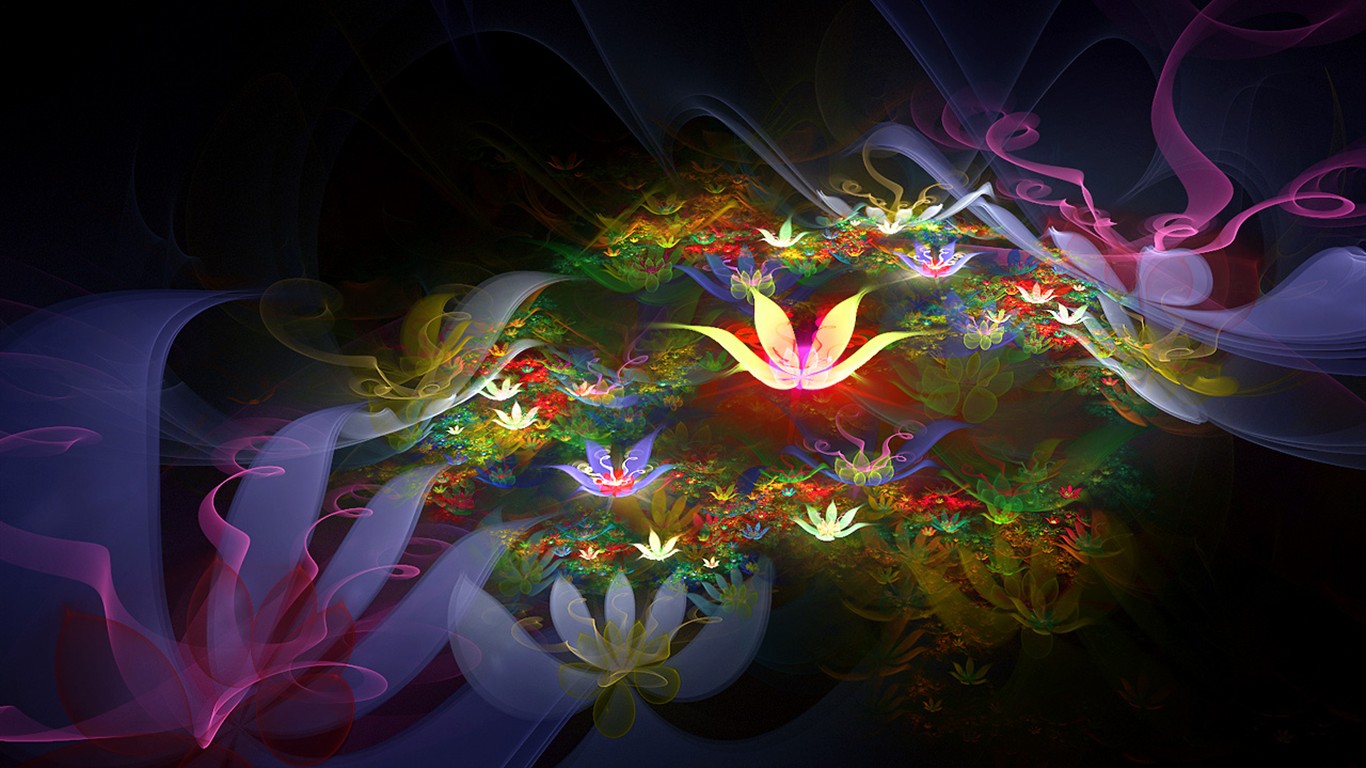 3D夢幻抽象花朵壁紙 #1 - 1366x768