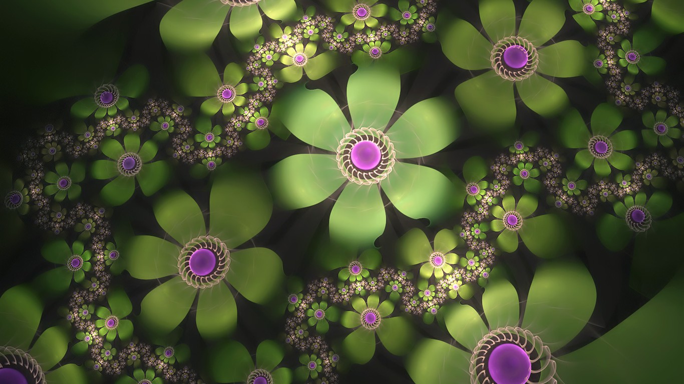 3D夢幻抽象花朵壁紙 #2 - 1366x768
